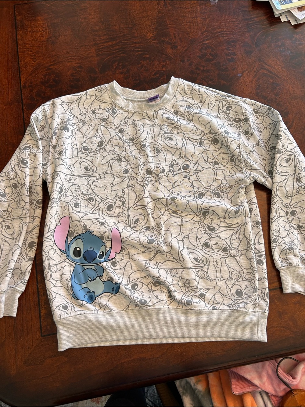 Disney Small Women’s Long Sleeve Gray Stitch Sweatshirt